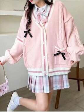 New - Women’s Kawaii JK School Uniform Cardigans Long Sleeve Button Up Cardigan